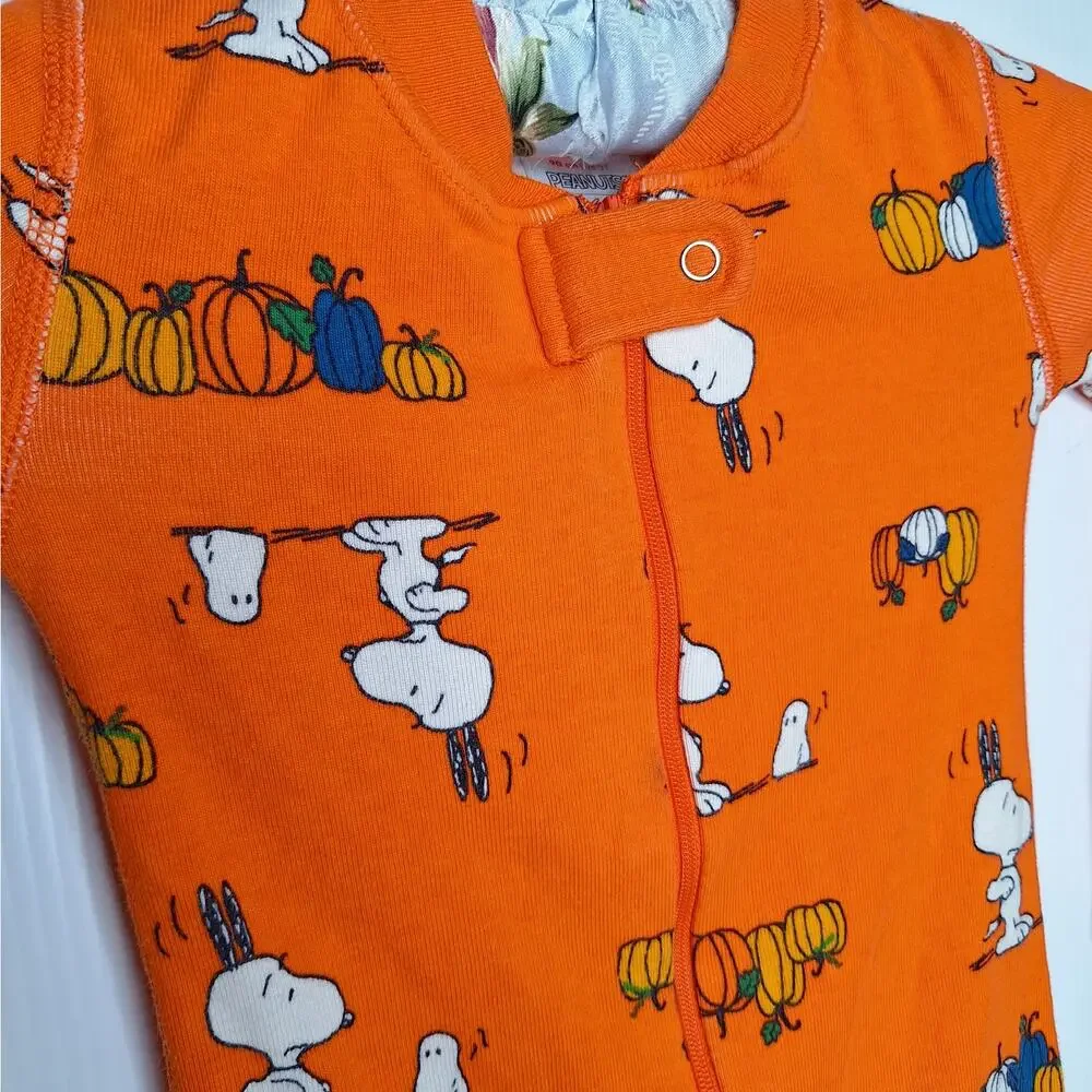 Hanna Andersson Peanuts Snoopy Halloween Sleeper Pajama 3T Cotton Pumpkin